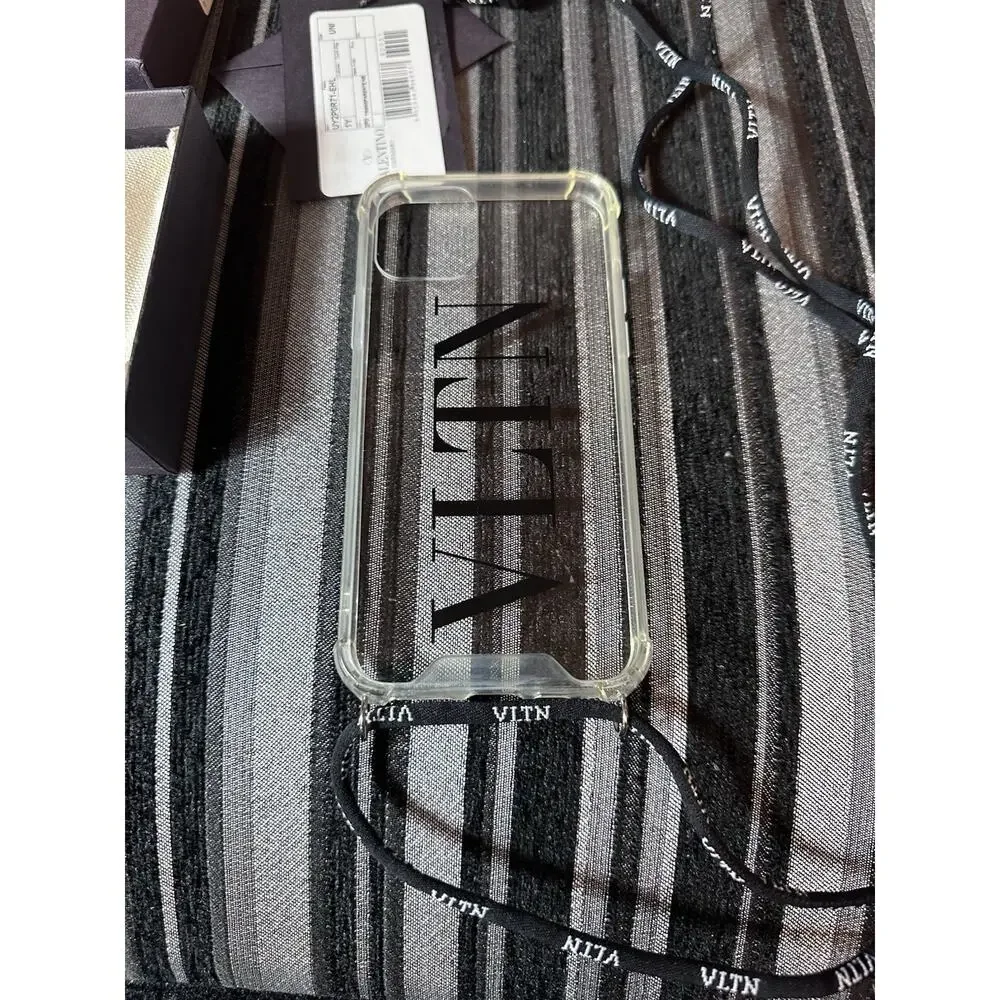 Valentino Phone Case iPhone 11 Pro, VLTN Acrylic Clear, Box and Dust Bag Strap